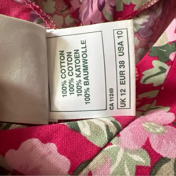 VTG Laura Ashley Floral Midi Dress Cottagecore Sz 10 Pink Puff Sleeves Low Back - Picture 8 of 8